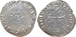 Mâcon 1417-12 à 1418-02 blanc dit "guénar" 6è ém. type 1 variété Jean-sans-Peur au nom de Charles VI