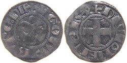 Dijon 1162-1192 denier variété nouvelle avec O longue pointée dans VGO au nom de Hugues III