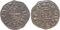 Abbaye de Tournus 1240-1245 denier au nom de Saint Valérien de type 4 aux "0" longues et tête ronde