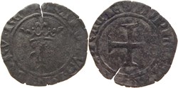 Dijon 1421 double tournois dit "niquet" légende "FRAC0RV" au nom de Charles VI
