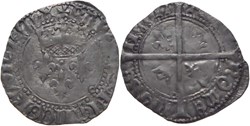 Poitiers 1427-11 blanc dit "florette" 3è émission au nom de Charles VII à légende d'avers fautive