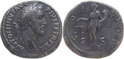 autre romaine 149 Antonin le Pieux sesterce au revers Équité frappé à Rome