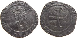 Dijon 1421 double tournois dit "niquet" variété légende "FRANC0RV" au nom de Charles VI