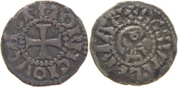 Abbaye de Tournus 1115-1240 denier au nom de Saint Valérien de type 3 légende d'avers fautée