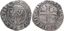 Dijon 1410-1411 blanc à l'écu dit "guénar" 2è émission type 4 variété fauté au nom de Charles VI