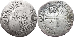 Mâcon 1640/1411 quinzain Louis XIII surfrappe lis sur guénar 2è émission type 4 au nom de Charles VI