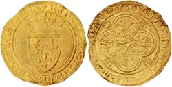 Chalon-sur-Saône 1419 07 à 08 écu d'or à la couronne 2ème émission ducale au nom du roi Charles VI