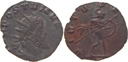Auréolus au nom de Postume 268 antoninien au revers Virtus frappé à Milan
