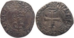 Mâcon 1421 double tournois dit "niquet" type 1 au nom de Charles VI