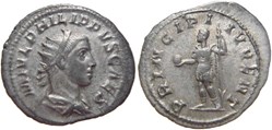 autre romaine 246 Philippe II antoninien au revers Principi frappé à Rome