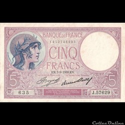 5 Francs Violet - Type 1917