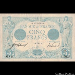 5 Francs Bleu - Type 1905