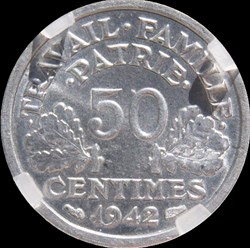 50c 1942 CROIX en MS66