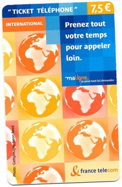 TICKET FRANCE TELECOM 7.5€ INTERNATIONAL VERSO 1