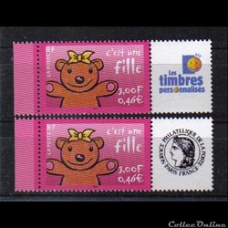 04 timbres pour naissances c,est une fille 2001
