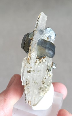 Apatite bleue sur Quartz