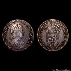 LOUIS XIV ½ écu à la mèche longue 1655 C