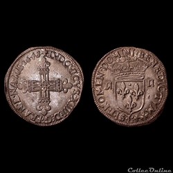 LOUIS XIV ¼ d'écu frappé au marteau 1648 L