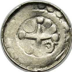 Polish (Greater Poland province) „cross denarius” with pearl cross