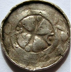 Polish or Saxony imitation (?) of anonymous „cross denarius” with pearl cross