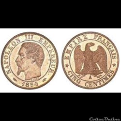 5 centimes 1854 Napoléon III Tête nue A