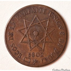Jeton de présence "Loge Ecossaise de la Parfaite Union de Douai" 1802