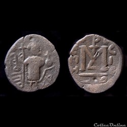 Califat MU' AWIYA, 1ère Série en 2 langues - l'Empereur Debout 660-680 AD. Homs (Emesa)