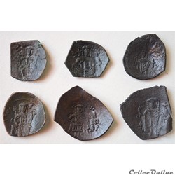 EMPIRE LATIN DE CONSTANTINOPLE 6 "Aspron trachy" de différents Types (1204-1261 A.D)