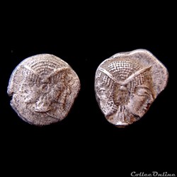 Mysia Lampsakos Obole & Diobole Janus Athena (500-470 av.jc.)