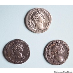 Trajan (98 - 117) 3 deniers "Au Virtus" et à "la Victoire"