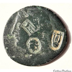 BITHYNIA AE-28 PRUSIAS Ier - (228-185 av.jc) avec 3 contremarques