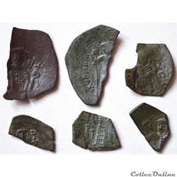 EMPIRE LATIN DE CONSTANTINOPLE 6 Fragments et Monnaies incomplètes (1204-1261 A.D)