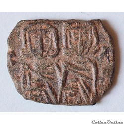 Constantin V "Copronymus" et Léon IV, avec Léon III au revers (741-775) Follis Syracuse