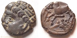 ALLOBROGES . Denier ou Drachme au cervidé, tête à gauche (Ier s. av.jc)