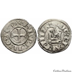 "PRINCIPAUTE D'ACHAÏE" CHARLES II D'ANJOU "Le Boiteux" (1285-1289) Denier tournois
