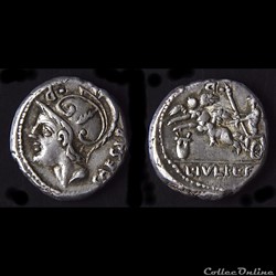Denier Julii : Lucius Julius Caesar, CAESAR / L•IVLI•L•F "Cupidon à la Lyre"