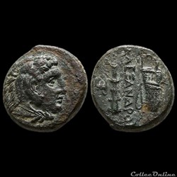 Alexandre III, (336 - 323 av. J.-C.) Unité de Bronze "tête d'Héraclès"