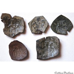 EMPIRE LATIN DE CONSTANTINOPLE 5 "Aspron trachy" de différents Types (1204-1261 A.D)