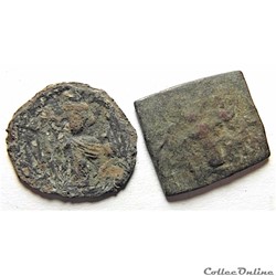 2 Monnaies de Syrie "Califat ancien" (636 - 660 A.D) "Al-Wafä Lillah" et "Muhammad" type