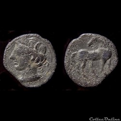 Unité de bronze (Shekel) de Carthage (221 - 210 Av. JC)