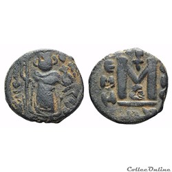 Califat MU' AWIYA, 1ère Série en 2 langues - l'Empereur Debout 660-680 AD. Homs (Emesa)