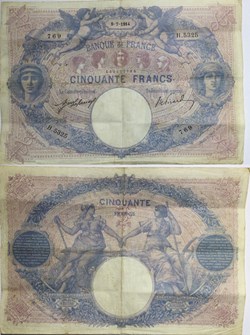 50 Francs BLEU ET ROSE FRANCE 1914 F.14.27