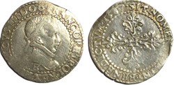 HENRI III Demi-franc au col plat 1587 Rouen