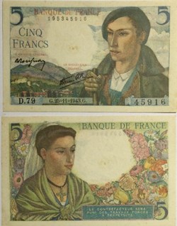 5 Francs BERGER FRANCE 1943 F.05.04
