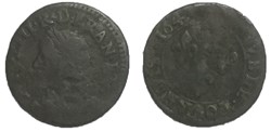 double tournois a la veille tète de warin Louis XIII 1643