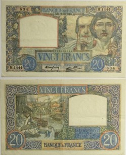 20 Francs TRAVAIL ET SCIENCE FRANCE 1940 F.12.09