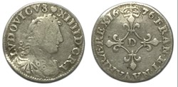 Quatre sols dits "des traitants" 1675 Lyon ou Vimy-en-Lyonnais LOUIS XIV LE GRAND OU LE ROI SOLEIL