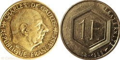 1 franc Charles de Gaule 1988 frappe avec objet interposée