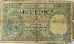 20 Francs BAYARD FRANCE 1918 F.11.03