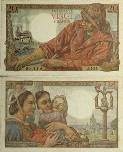 20 Francs PÊCHEUR FRANCE 1942 F.13.07